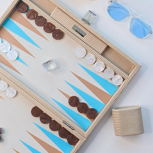Sand Beige Lizard Medium Backgammon - VIDO USA