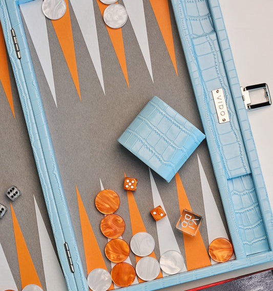 Aquamarine Crocodile Medium Backgammon - VIDO USA