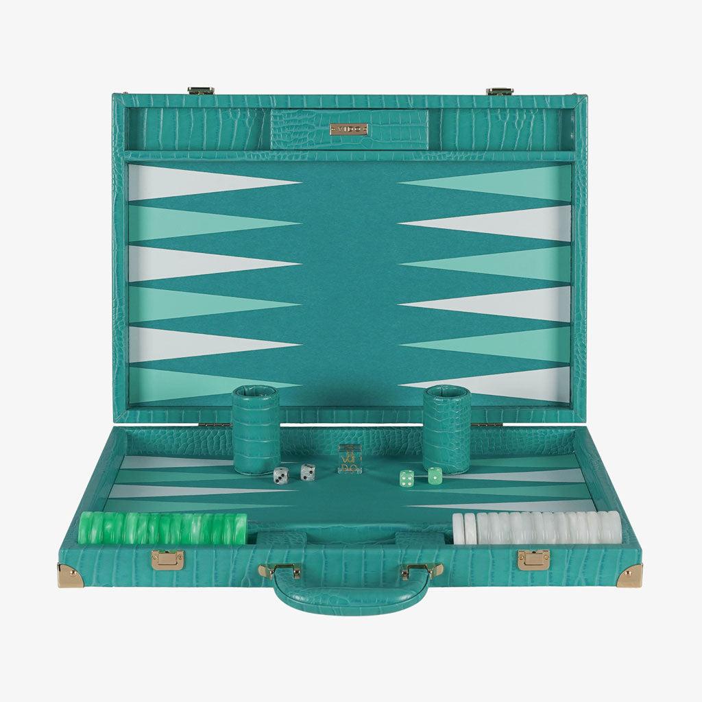 Teal Alligator Large Backgammon - VIDO USA