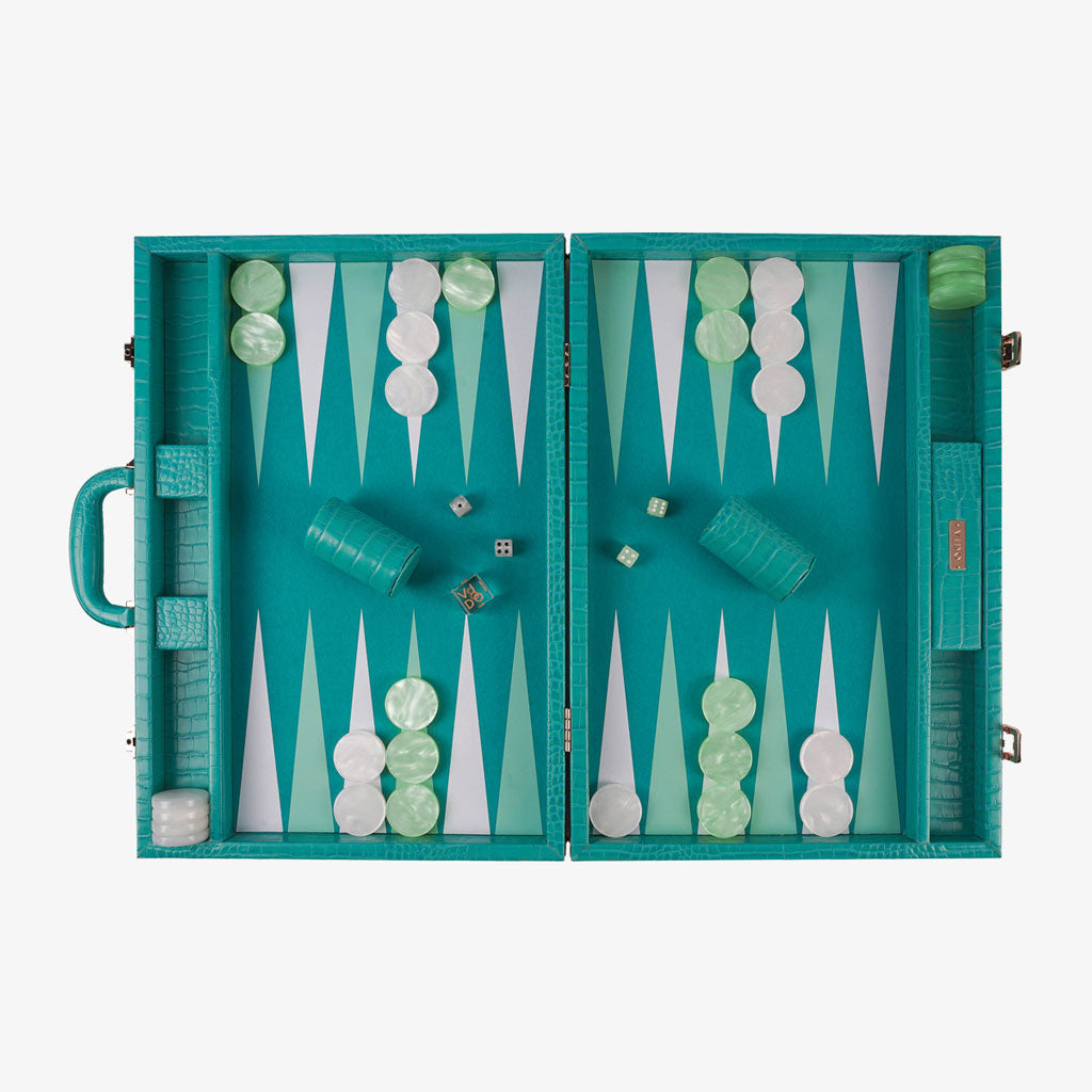 Teal Alligator Large Backgammon - VIDO USA