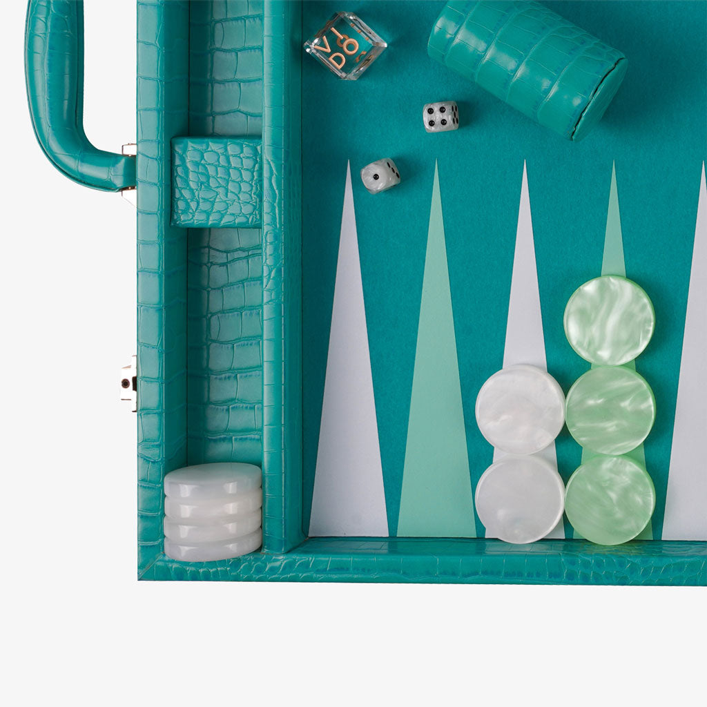 Teal Alligator Large Backgammon - VIDO USA