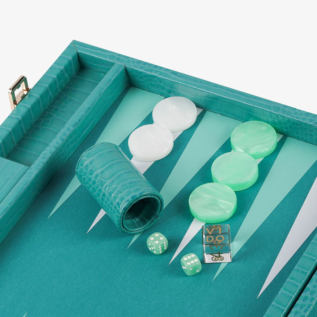 Teal Alligator Large Backgammon - VIDO USA