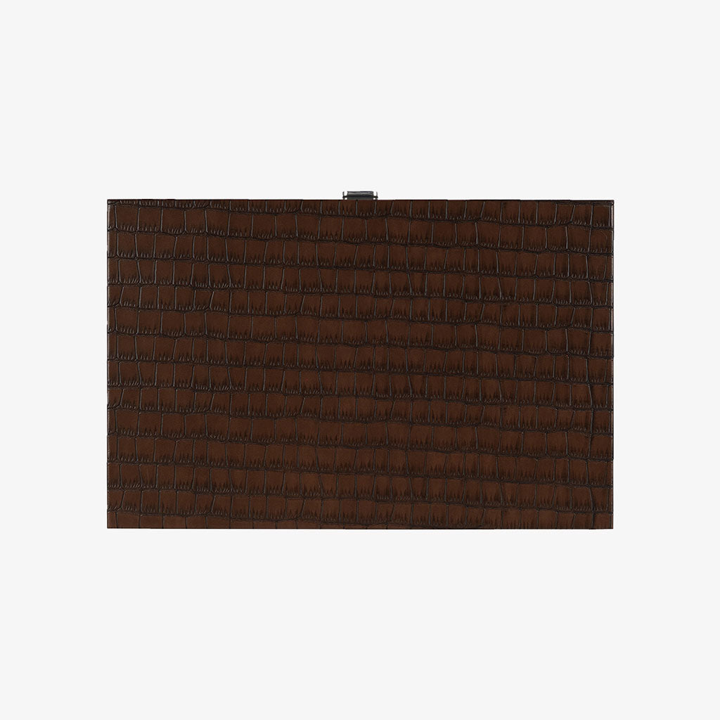 Patinated Brown Crocodile Medium Backgammon - VIDO USA