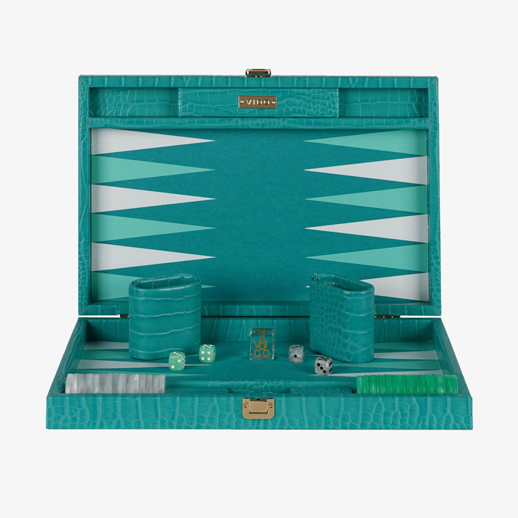 Teal Alligator Medium Backgammon - VIDO USA