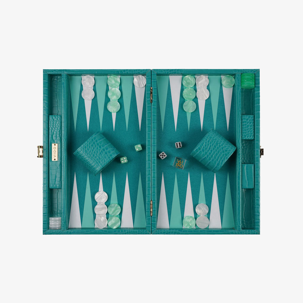 Teal Alligator Medium Backgammon - VIDO USA
