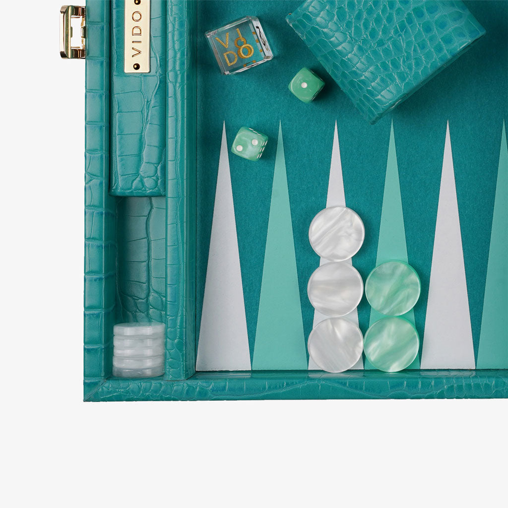 Teal Alligator Medium Backgammon - VIDO USA