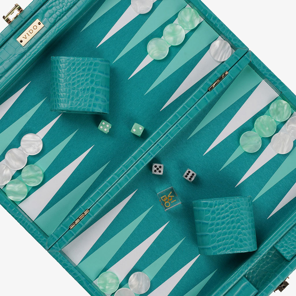 Teal Alligator Medium Backgammon - VIDO USA