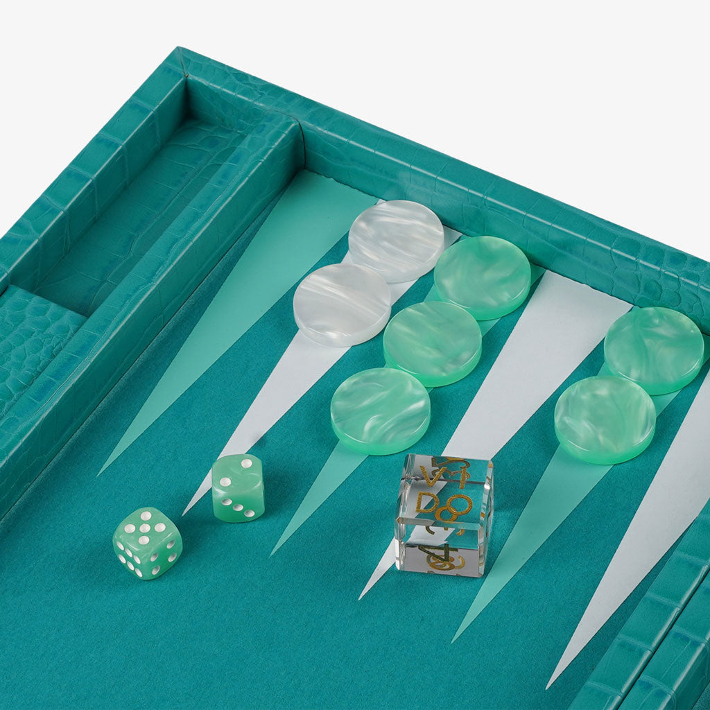Teal Alligator Medium Backgammon - VIDO USA