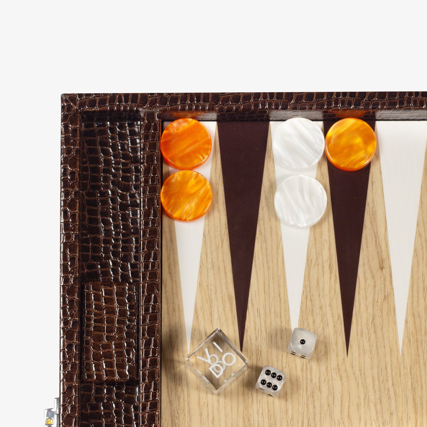 Dark Brown Alligator Wooden Backgammon - VIDO USA