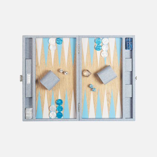 Denim Blue Wooden Backgammon - VIDO USA