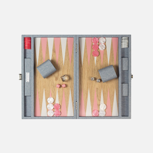Denim Pink Wooden Backgammon - VIDO USA