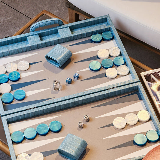 Blue Alligator Large Backgammon - VIDO USA