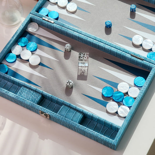 Blue Alligator Medium Backgammon - VIDO USA