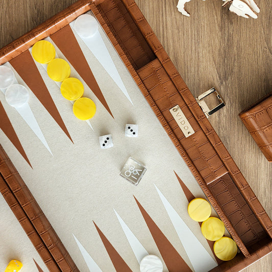 Chestnut Alligator Medium Backgammon - VIDO USA