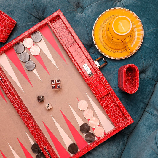 Raspberry Alligator Medium Backgammon - VIDO USA
