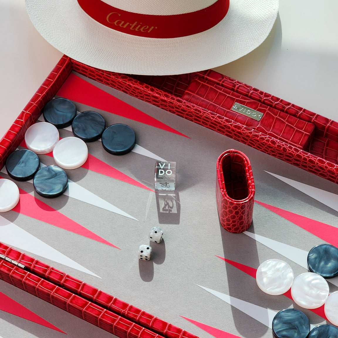 Raspberry Alligator Large Backgammon - VIDO USA