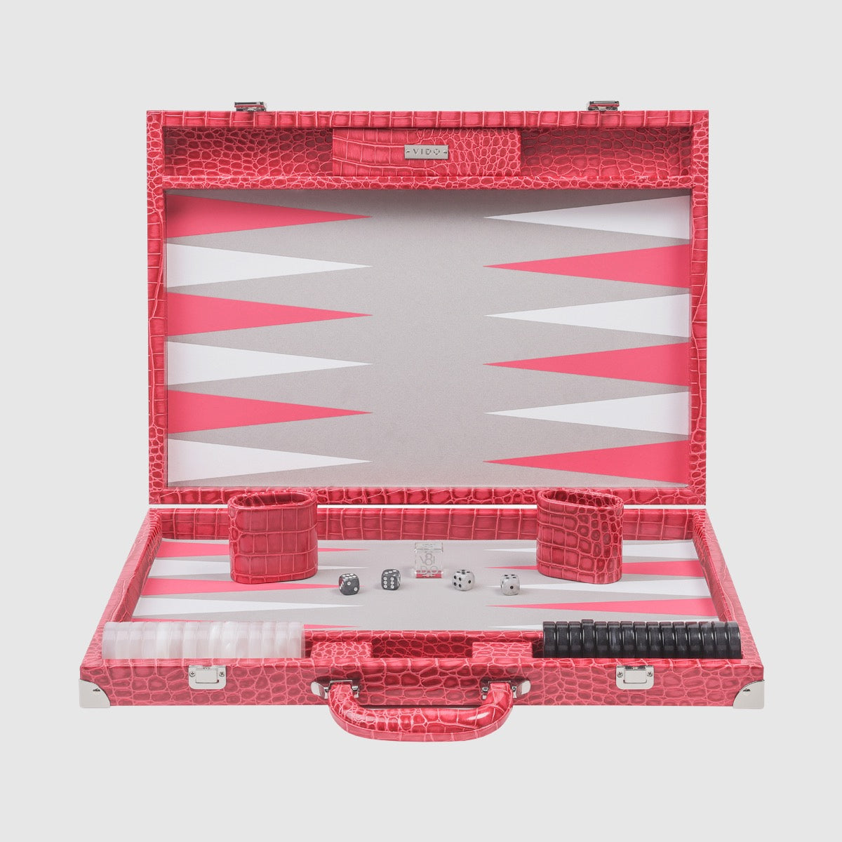 Raspberry Alligator Large Backgammon - VIDO USA