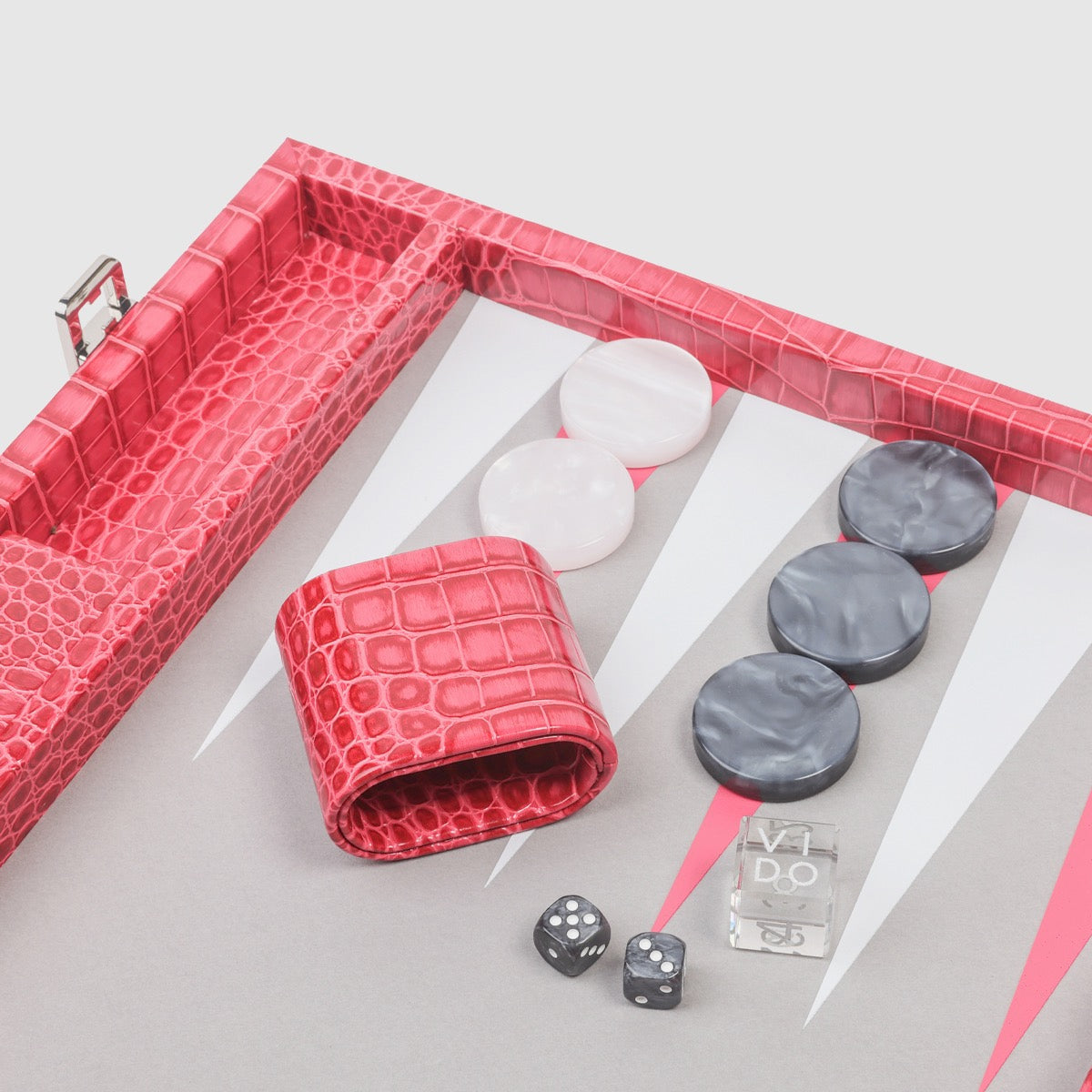Raspberry Alligator Large Backgammon - VIDO USA