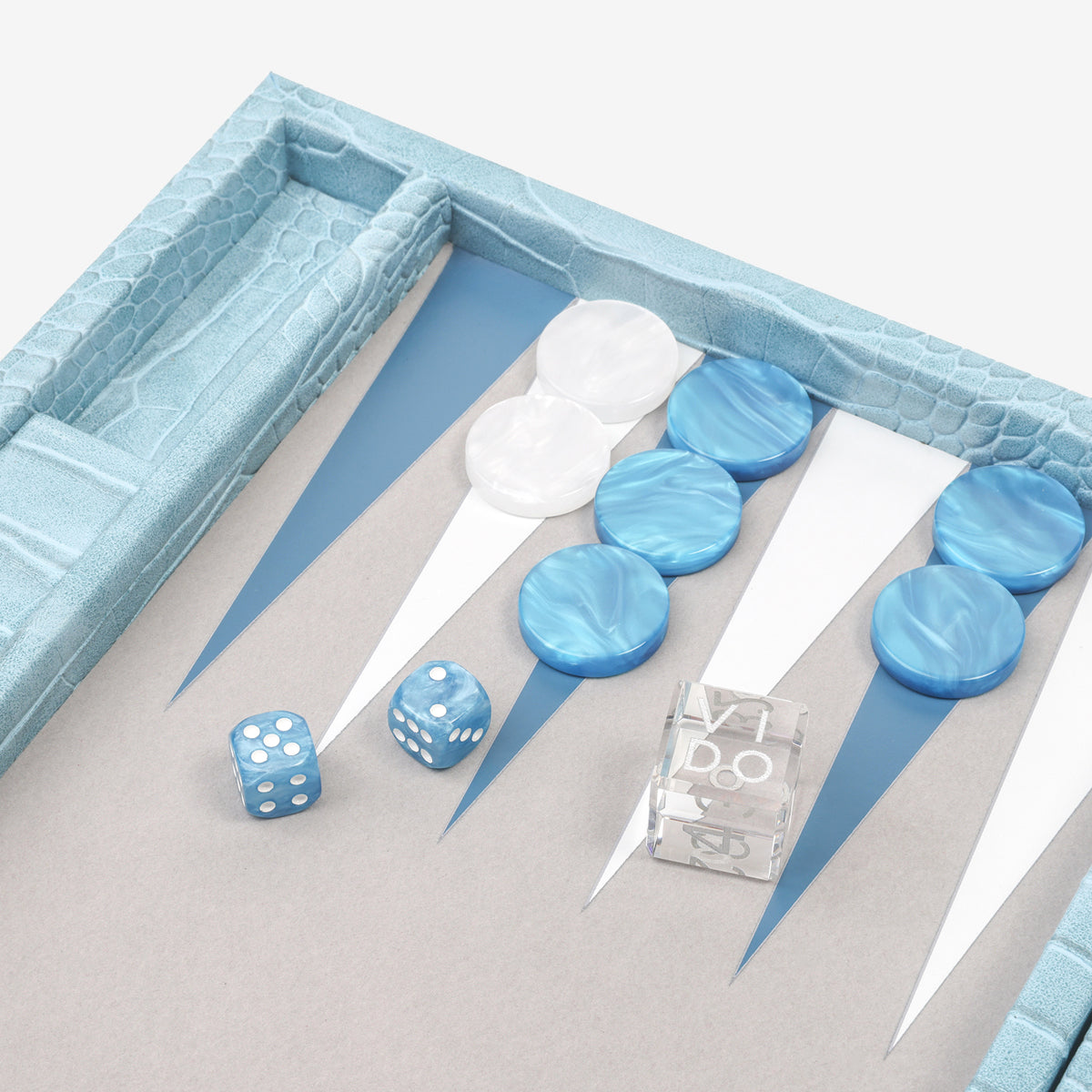 Blue Alligator Medium Backgammon - VIDO USA