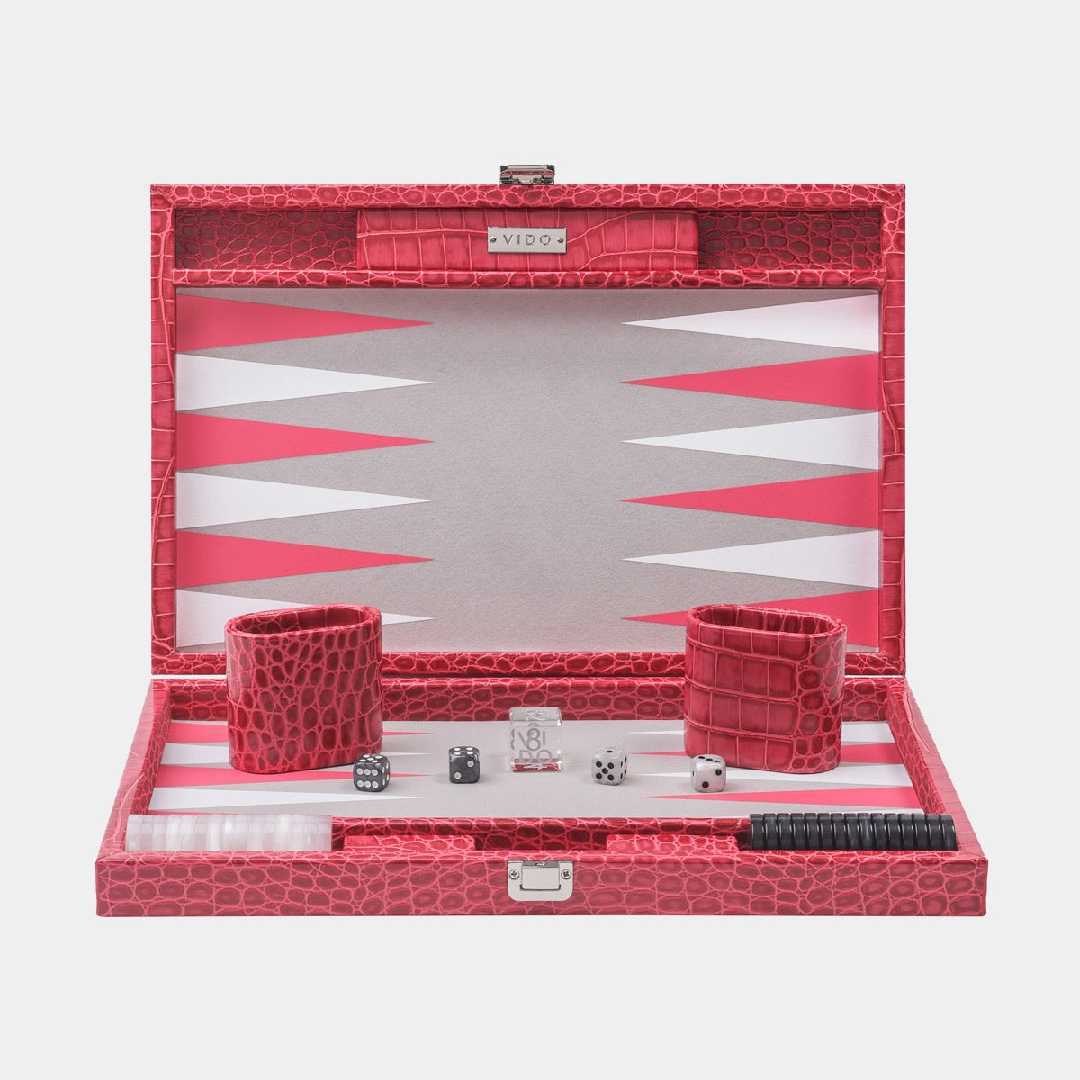 Raspberry Alligator Medium Backgammon - VIDO USA
