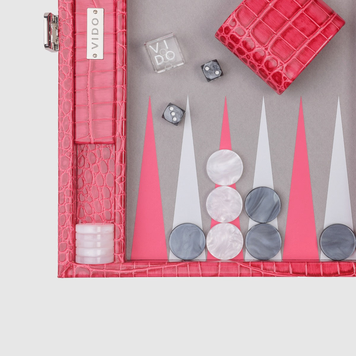 Raspberry Alligator Medium Backgammon - VIDO USA