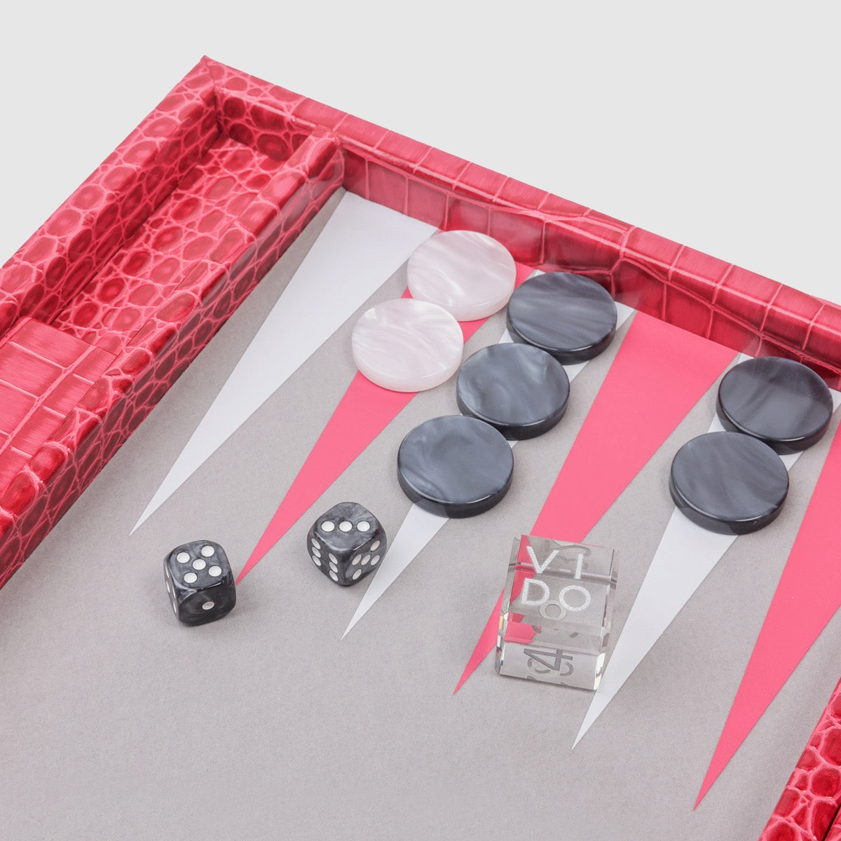 Raspberry Alligator Medium Backgammon - VIDO USA