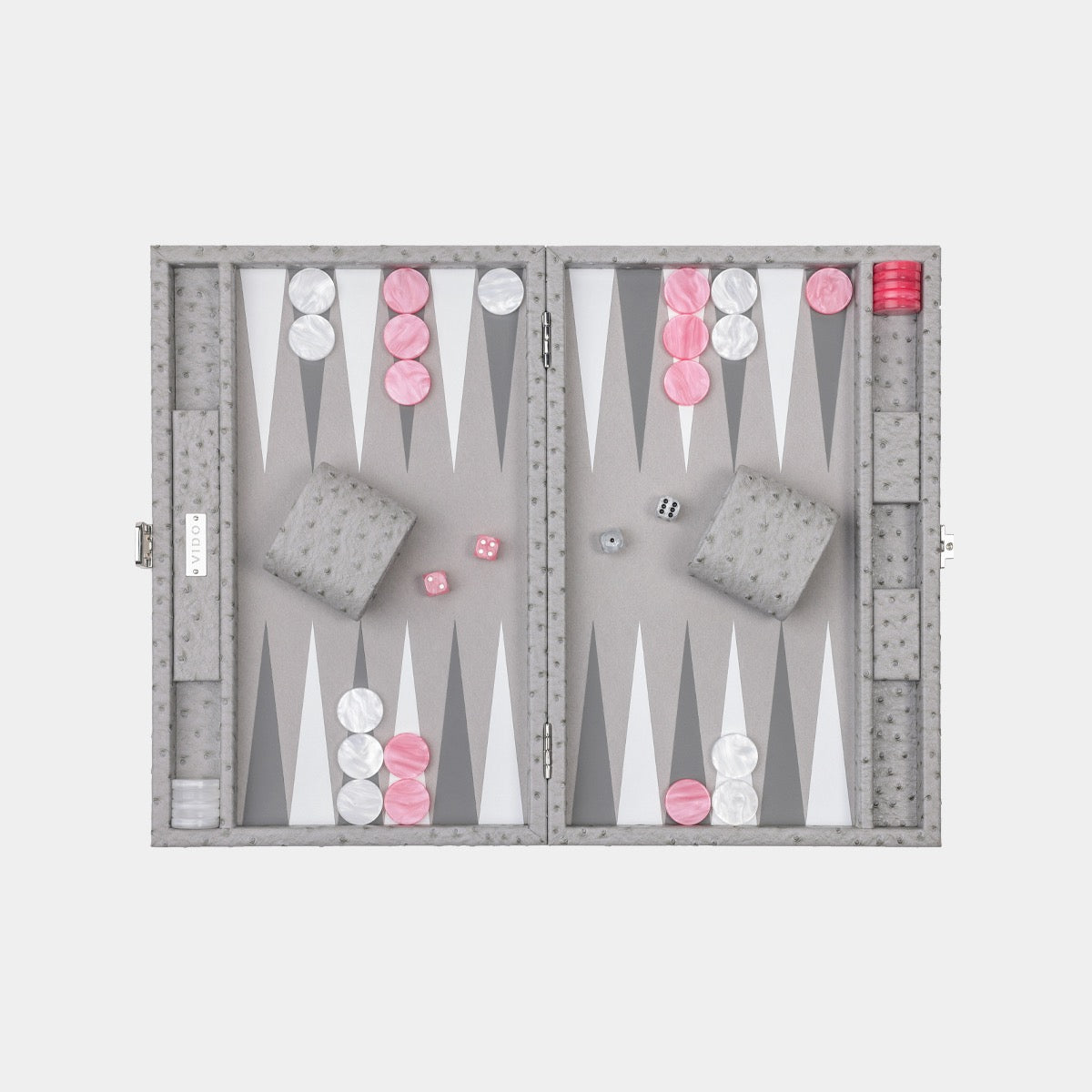 Grey Ostrich Medium Backgammon - VIDO USA