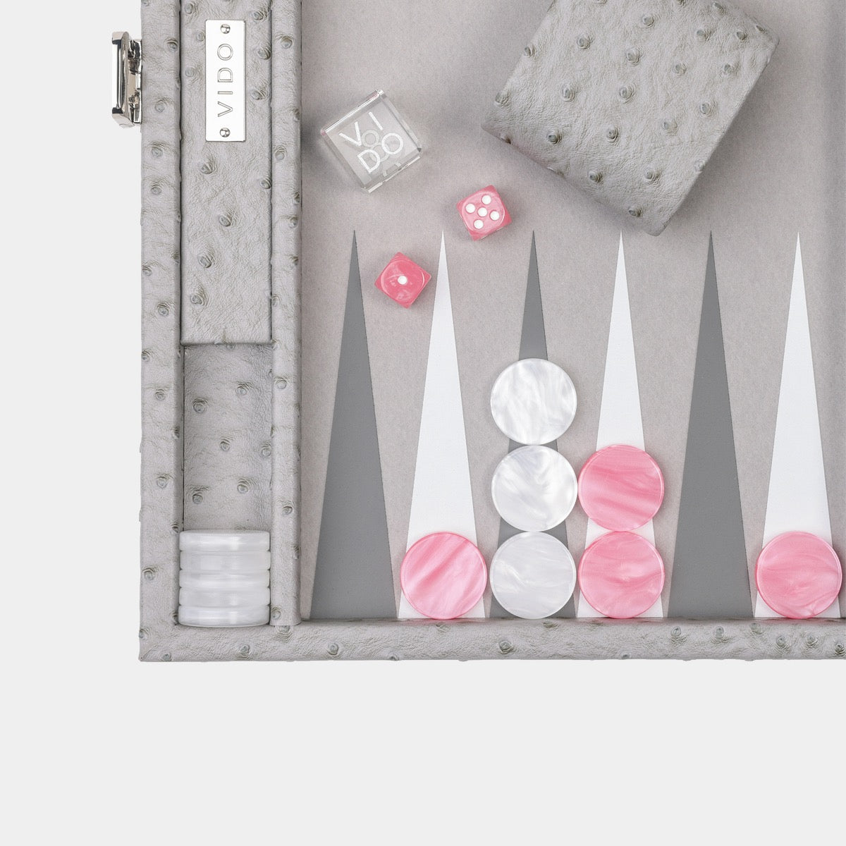 Grey Ostrich Medium Backgammon - VIDO USA