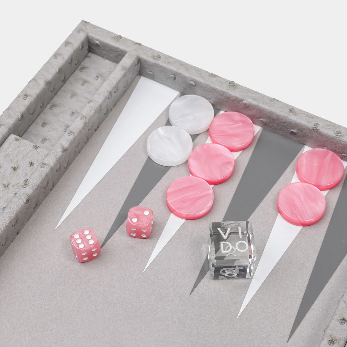 Grey Ostrich Medium Backgammon - VIDO USA
