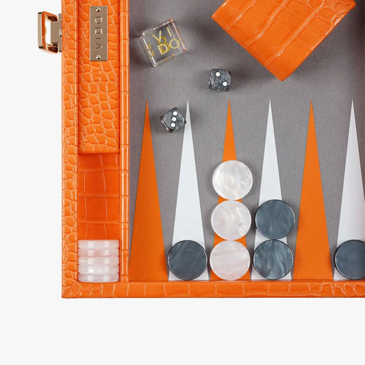 Tangerine Alligator Medium Backgammon - VIDO USA