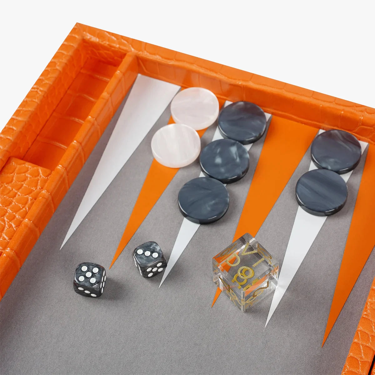 Tangerine Alligator Medium Backgammon - VIDO USA