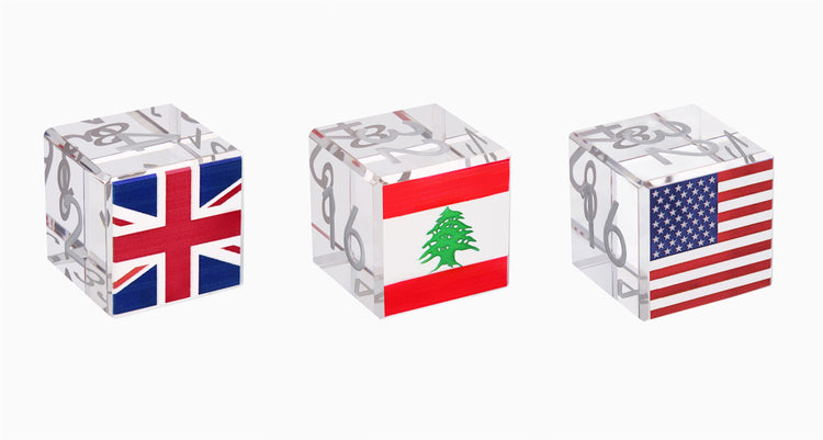 VIDO | Backgammon Doubling Cubes Made Of Genuine Crystal With Flags