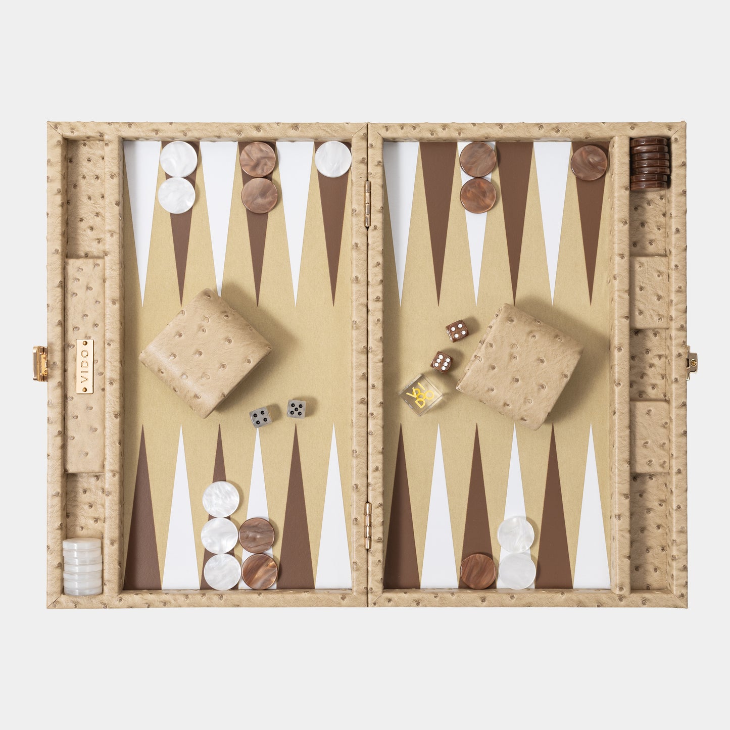Beige Ostrich Medium Backgammon
