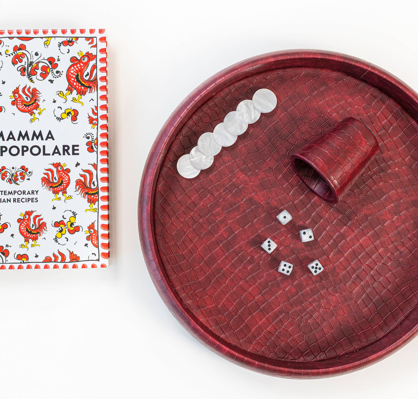 Burgundy Crocodile Dice Tray