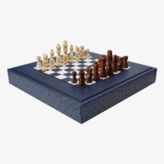 Navy Blue Ostrich Chess Set - VIDO USA
