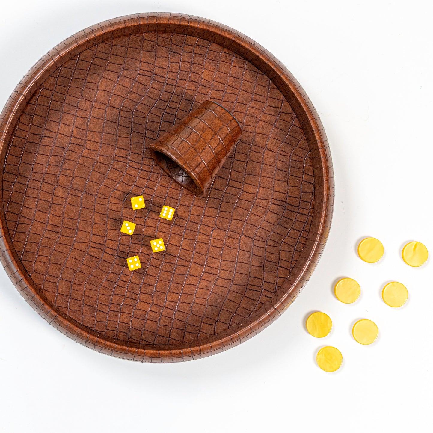 Chestnut Crocodile Dice Tray