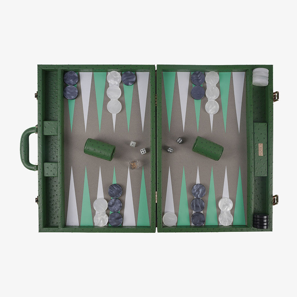 Forest Green Ostrich Large Backgammon - VIDO USA