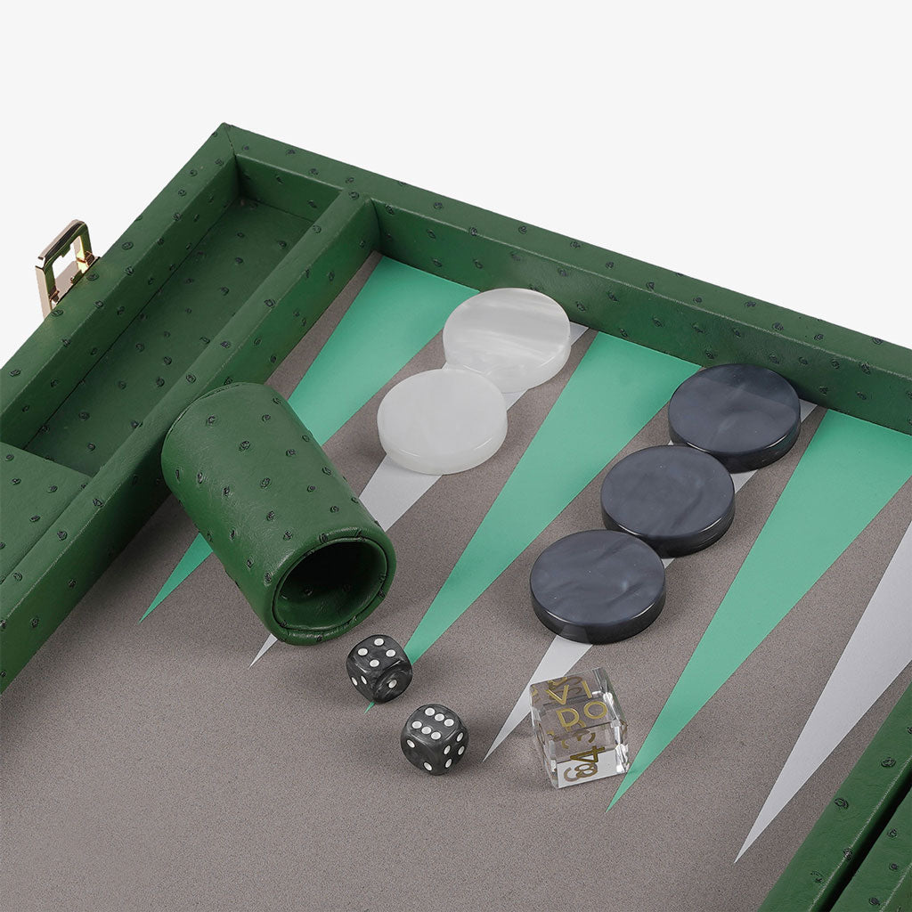 Forest Green Ostrich Large Backgammon - VIDO USA