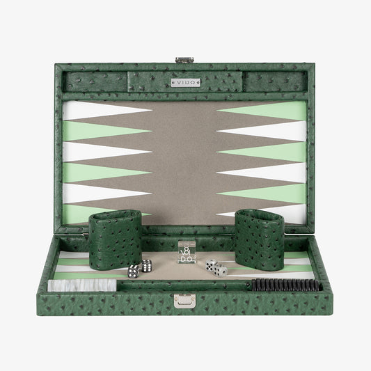 Forest Green Ostrich Medium Backgammon