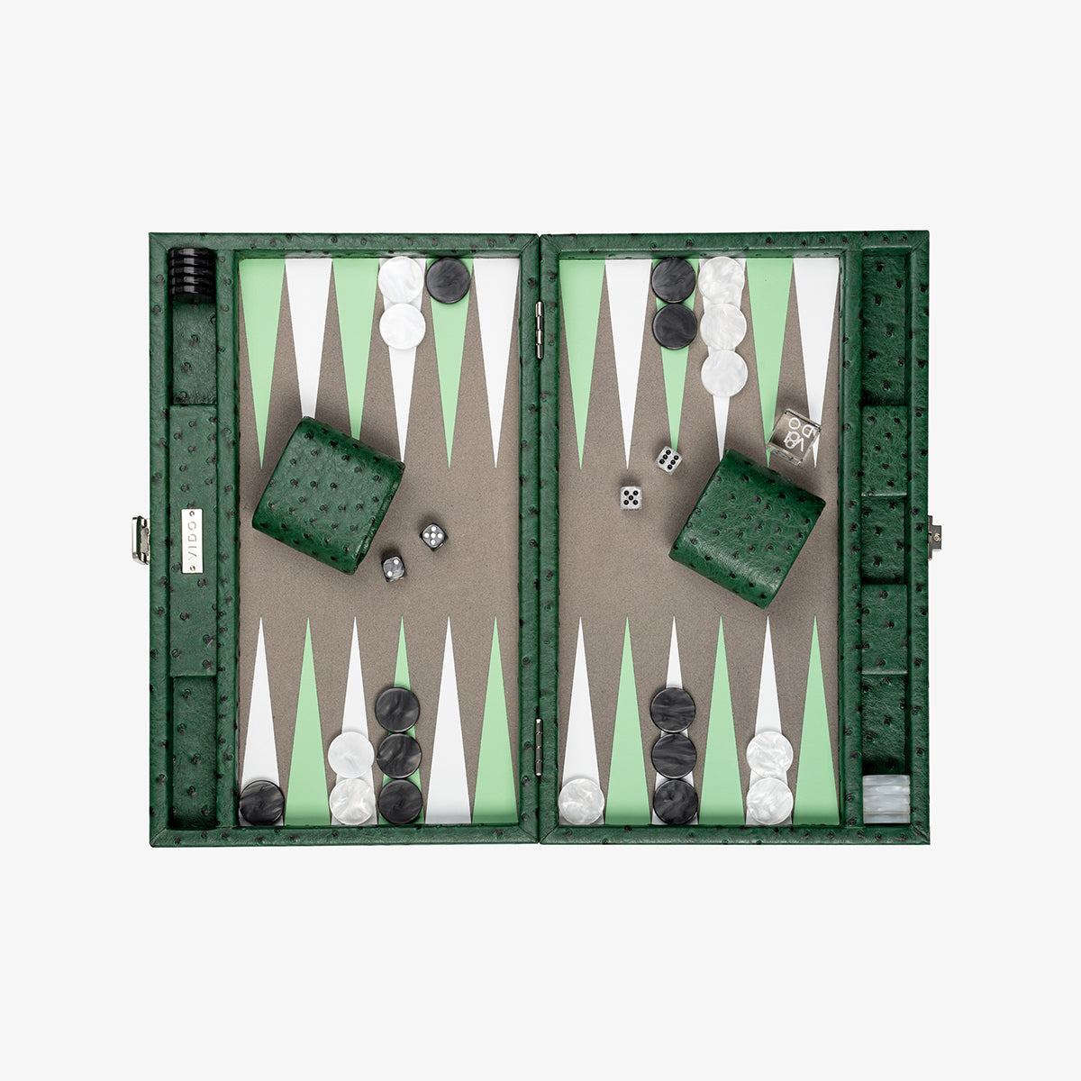Forest Green Ostrich Medium Backgammon