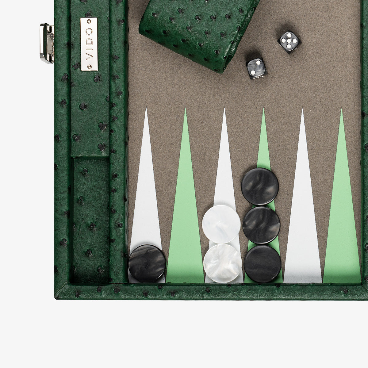 Forest Green Ostrich Medium Backgammon