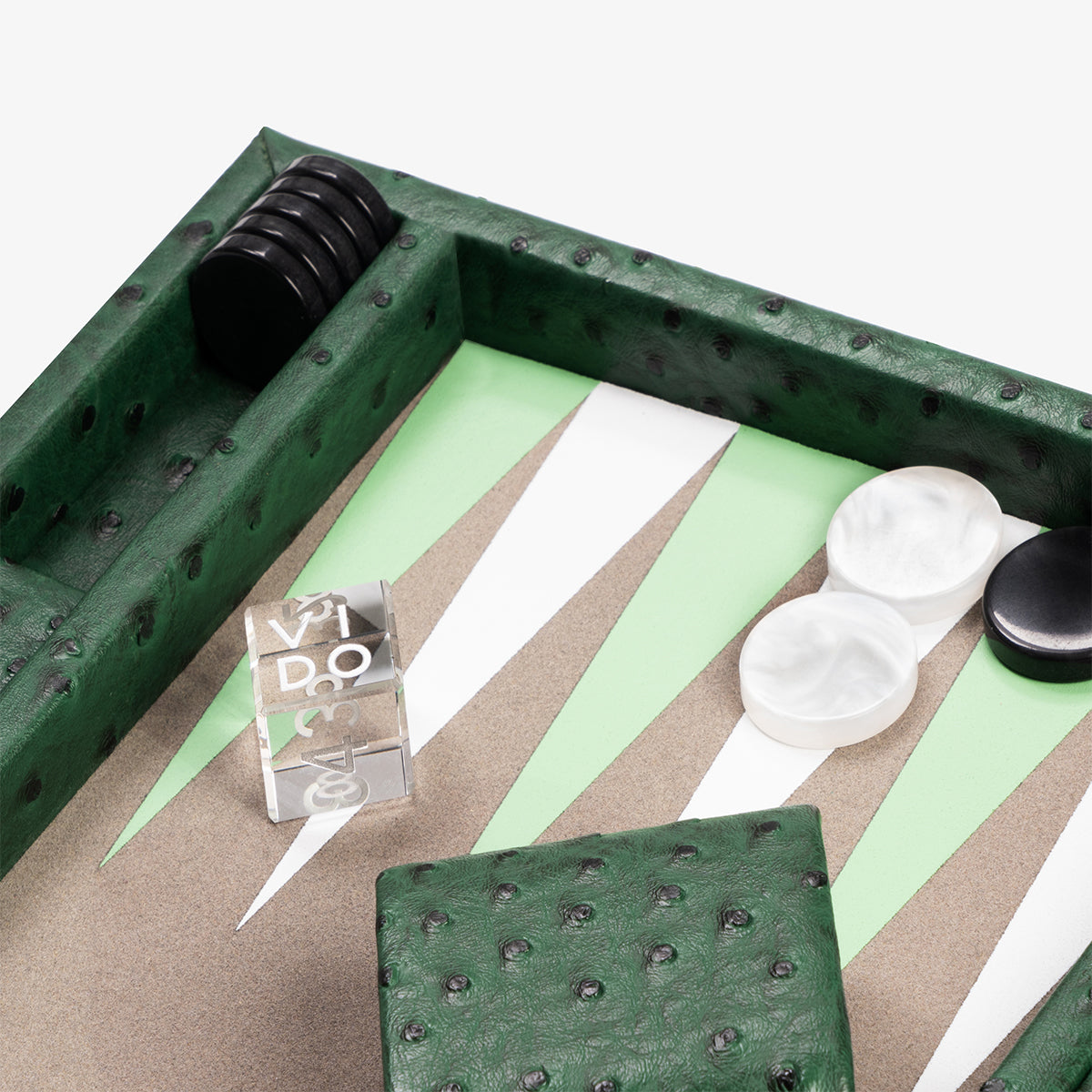 Forest Green Ostrich Medium Backgammon