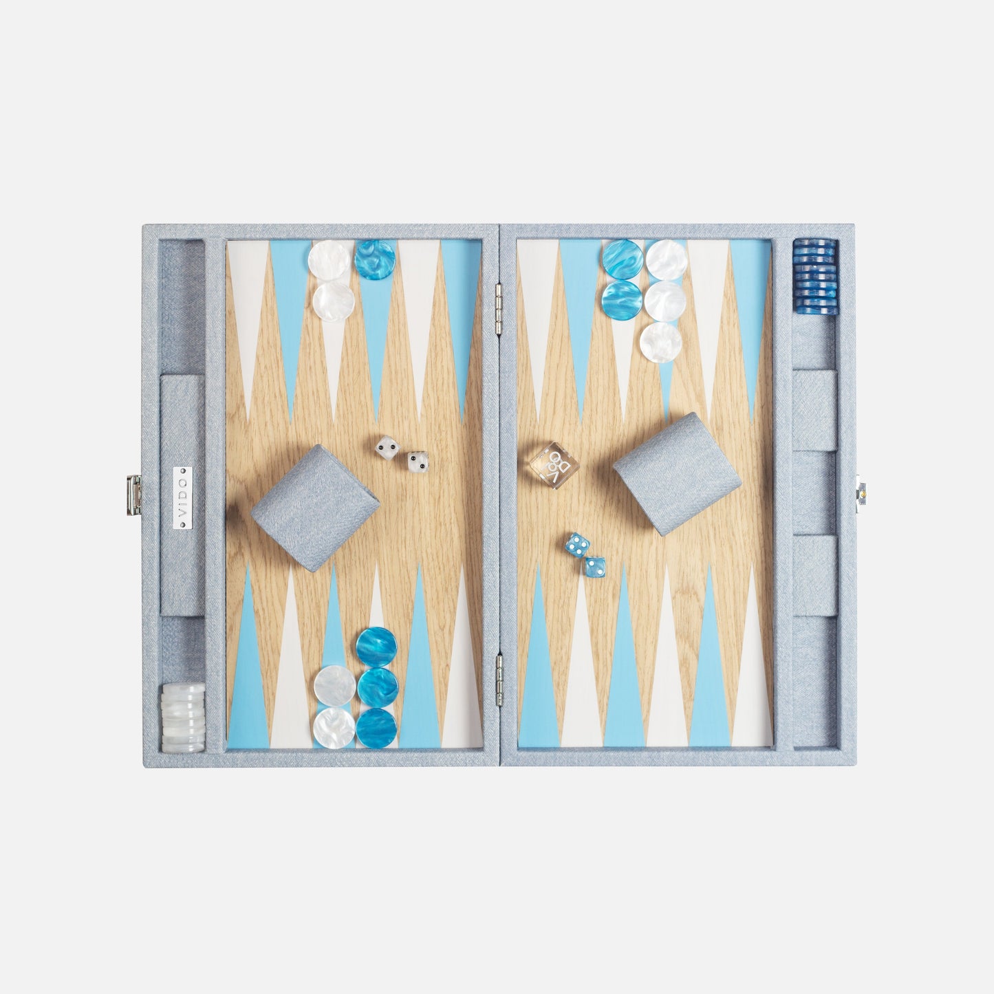 Denim Blue Wooden Backgammon