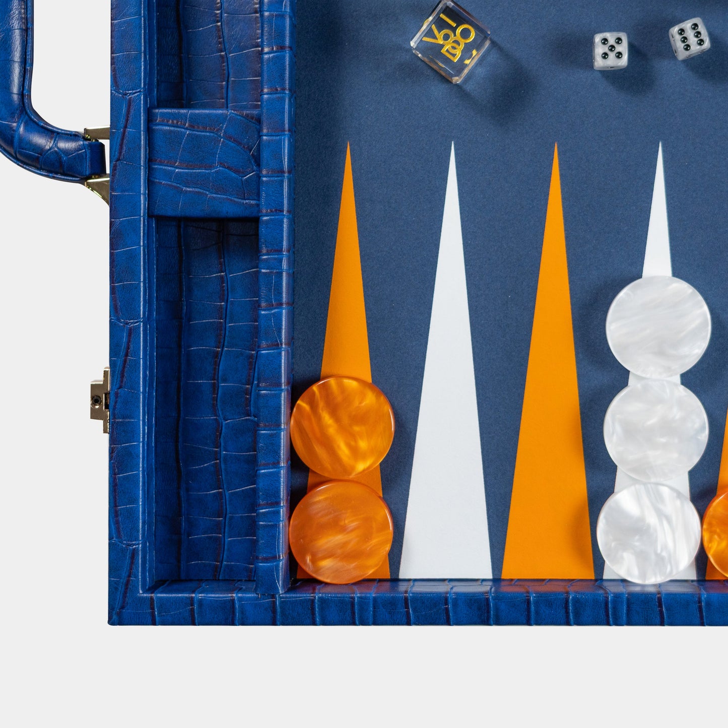 Navy-Blue Alligator Large Backgammon
