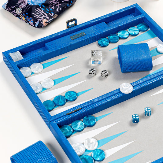 Royal Blue Lizard Medium Backgammon