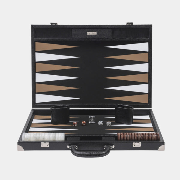 Backgammon Large Set Jet Black Lizard – VIDO USA