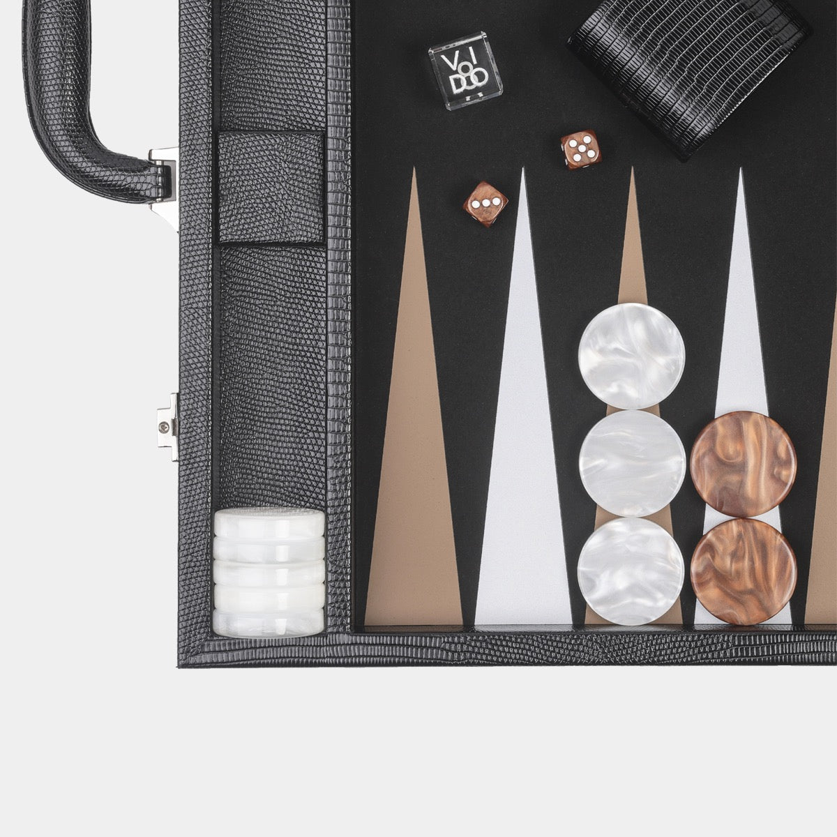 Jet Black Lizard Large Backgammon - VIDO USA