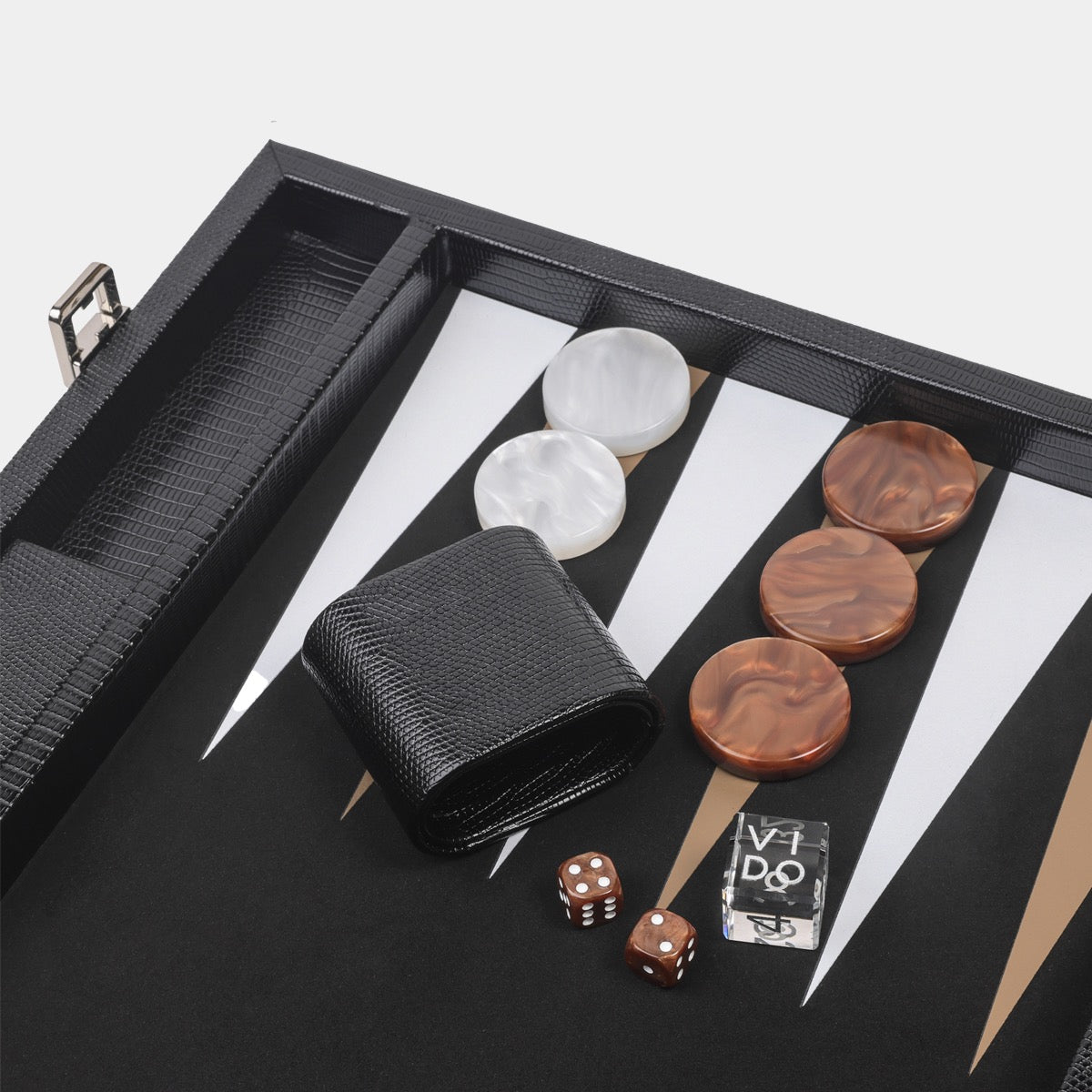 Jet Black Lizard Large Backgammon - VIDO USA