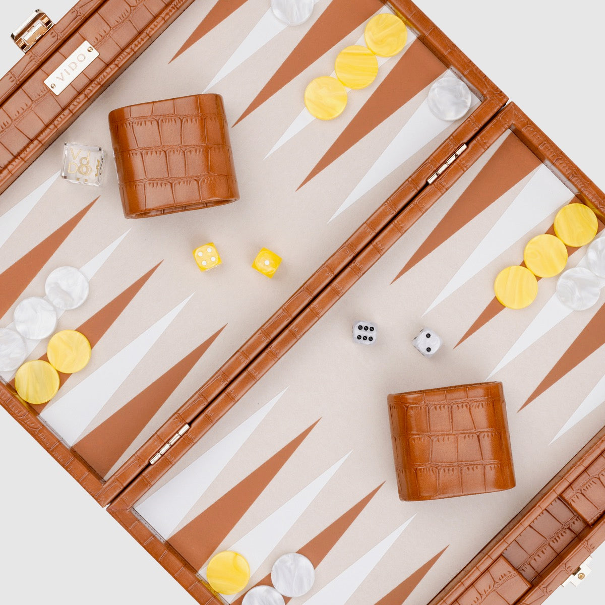 Chestnut Alligator Medium Backgammon - VIDO USA