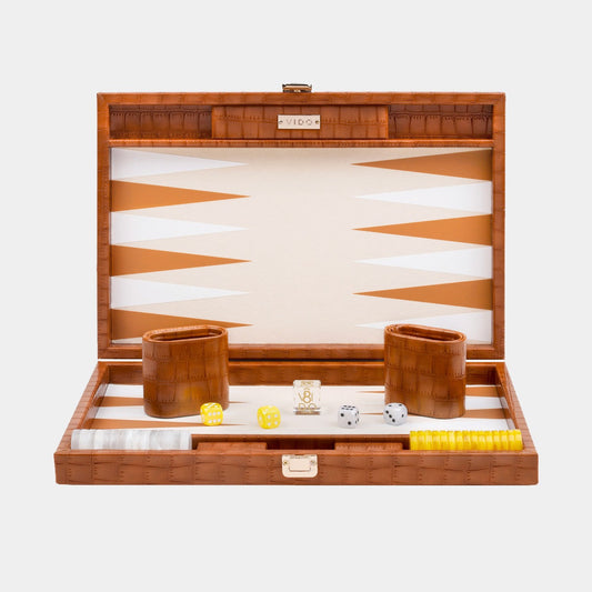 Chestnut Alligator Medium Backgammon - VIDO USA